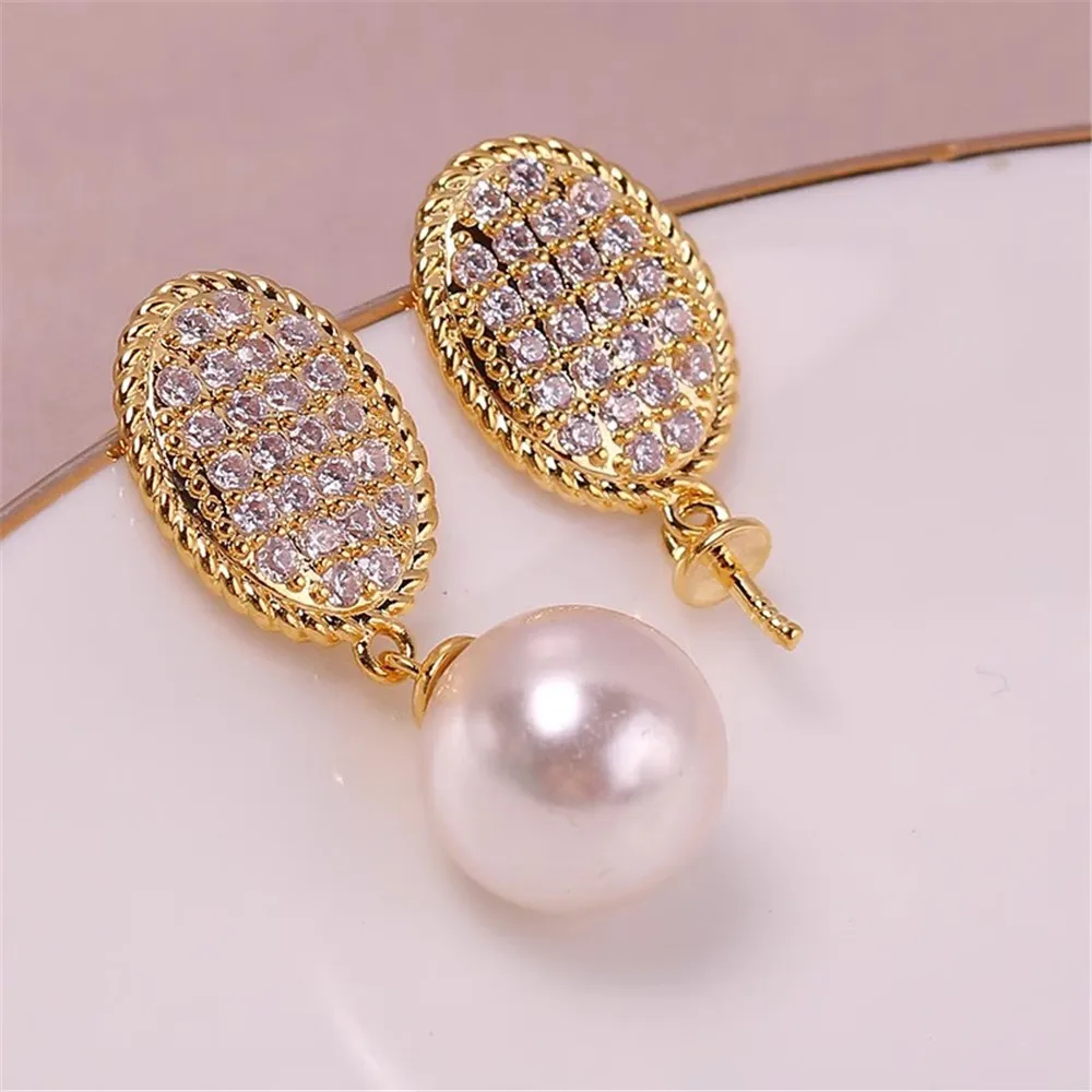 

8pcs Gold Plated Pearl Earring Settings Stud Bases DIY Jewelry Making for Handmade Accessories S925 Sterling Silver Ear Needle