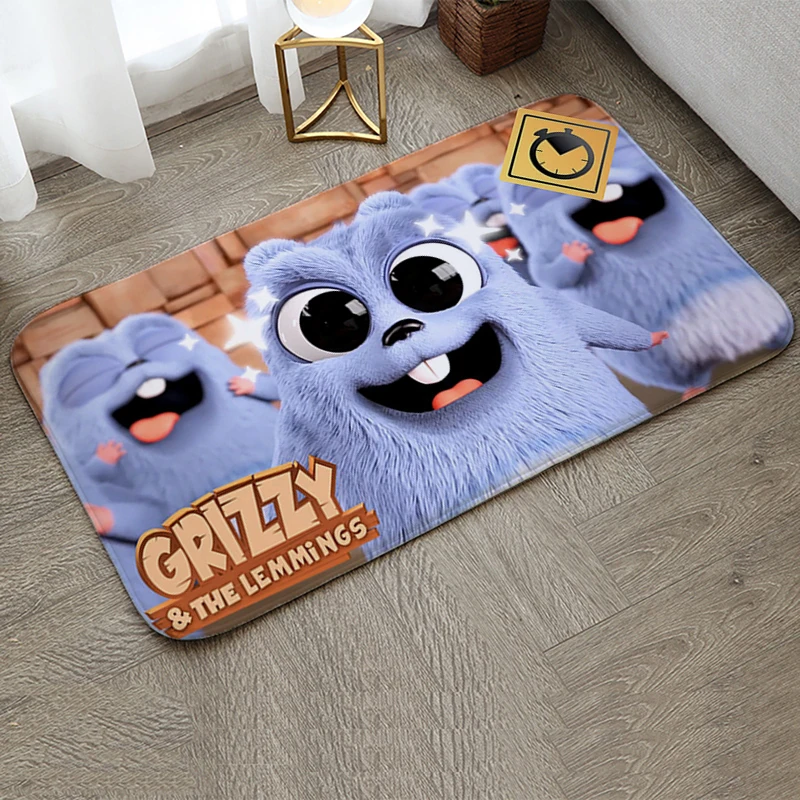 Fluffy Carpet Living Room Grizzy and the Lemmings Rugs Foot Carpets Entrance Doormat Kawaii Rug Floor Mats Non-slip Mat Home