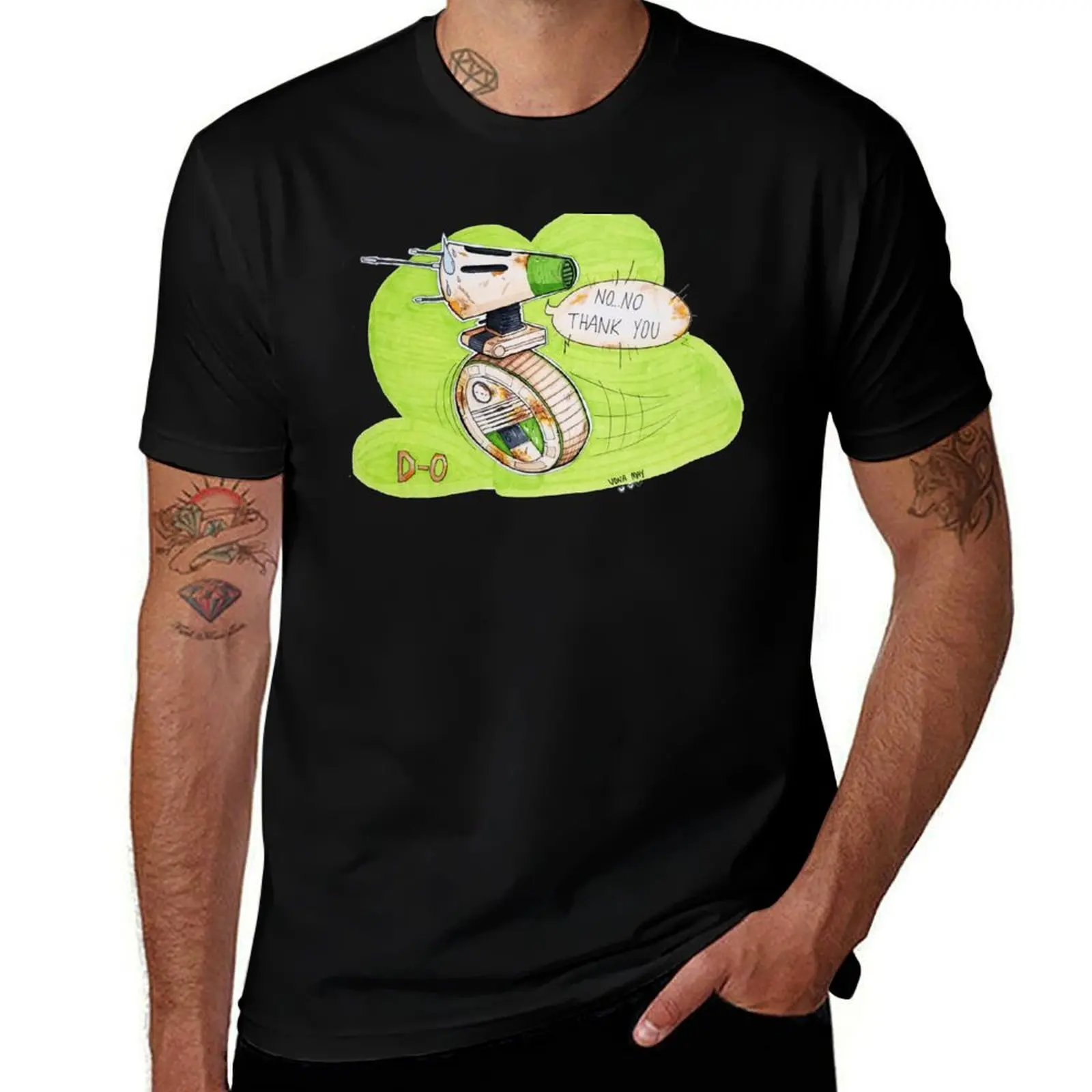 D-0 Droid No thank you T-Shirt Trendy Pattern for Men T-Shirt