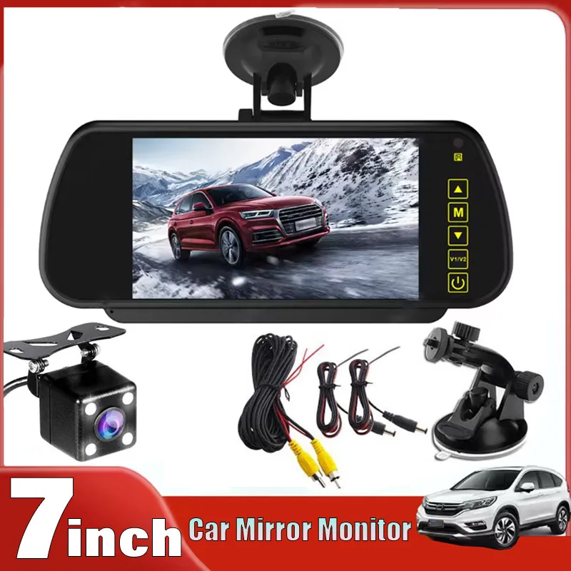 

7inch Clip - On & Stick- On Mirror Monitor & Backup Camera, Rear View Camera for Cars, 4LEDs Backup Camera Night Vision