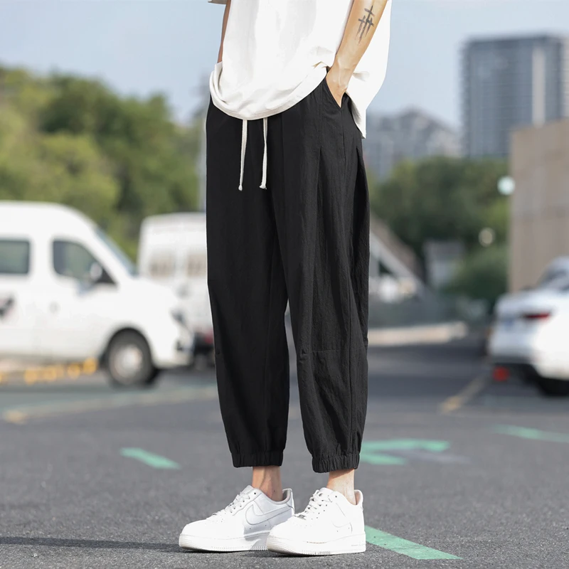 

Japanese Style Cotton Linen Trousers Loose Harem Pants Retro Large Size Linen Lantern Pants Trendy Youth Casual Summer Pants