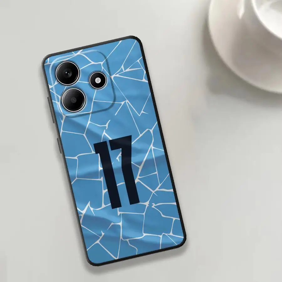 Чехол с футбольными номерами для Xiaomi Redmi Note 15 12 11 12C 13C A7 Pro K80 13 14 Pro Plus A5 9 8 14C 10 A4 K40 A2 A1