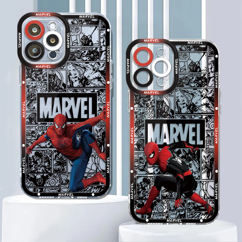 Marvel Spiderman Comics Peter Parker Clear Phone Case for iPhone 15 14 13 12 11 pro Max 13 12 Mini XS XR X 7 8 6 plus Soft Cover