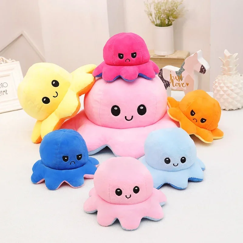 Plus Flipped Octopus BIG Octopu Toy- Two Side Plush Toys- xxl Mood Octopus Cute Cartoon Animal Autism Toy-