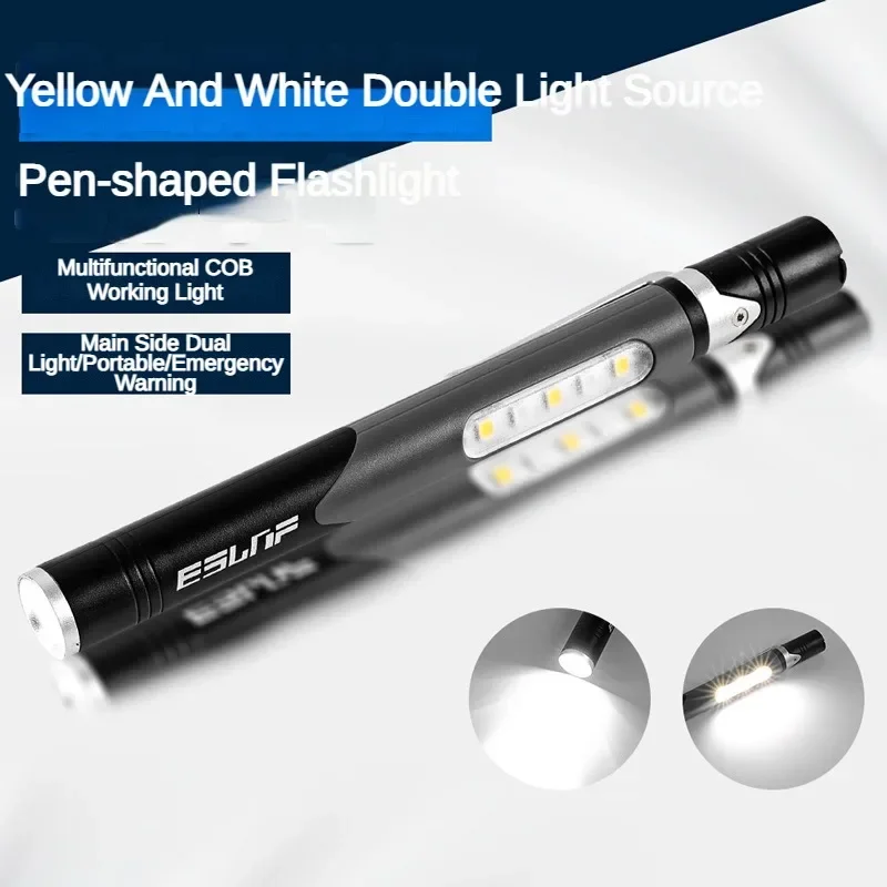 Pupil Pen Oral Light Yellow Light White Light Small Torch Strong Light Pen-shaped Torch with Pen Clip Mini Doctor Pen Light