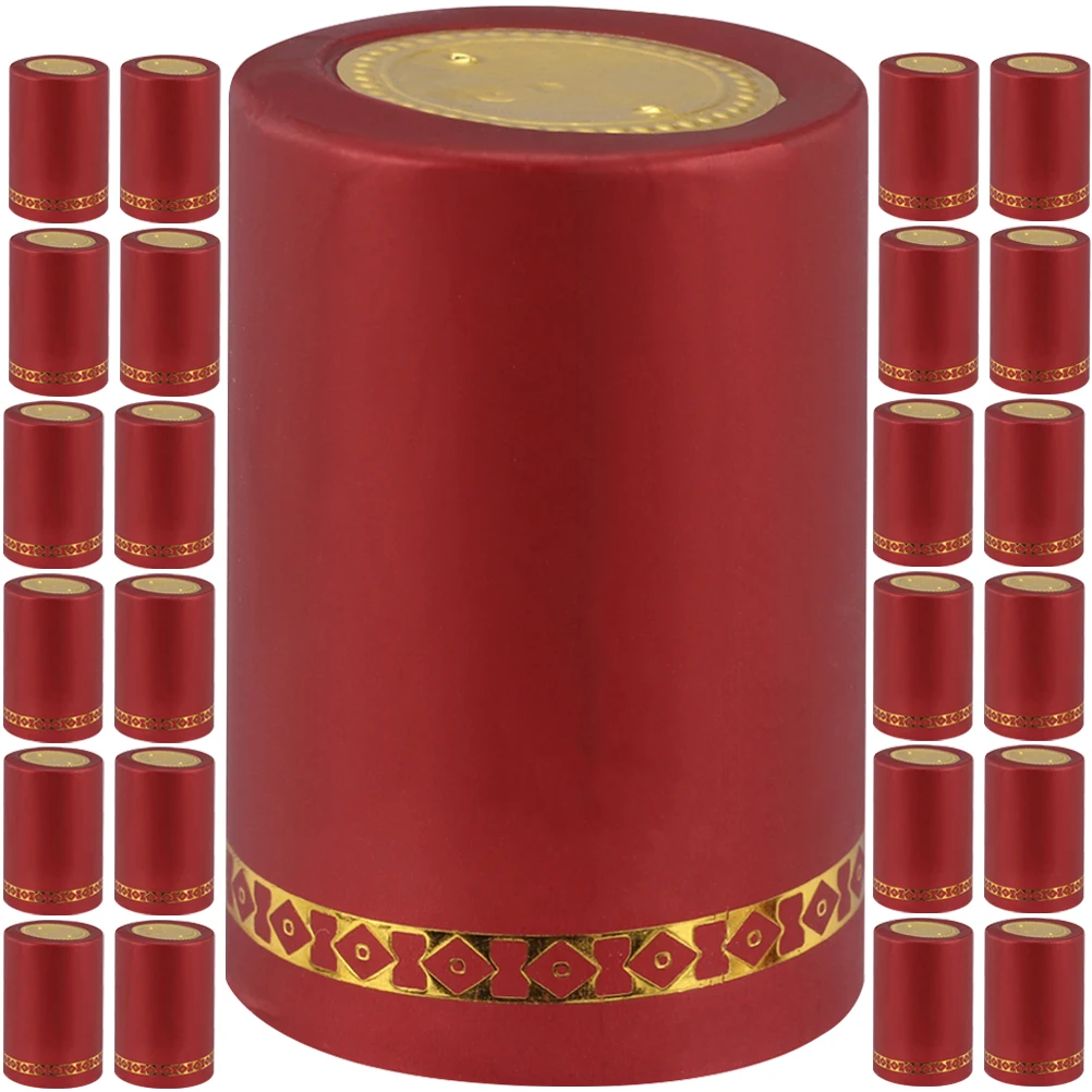 

50pcs Red Sealing Film Heat Shrink PVC Bottle Decorations Capsules Wrap Seals Gas Tight Seal Stopper Sealer