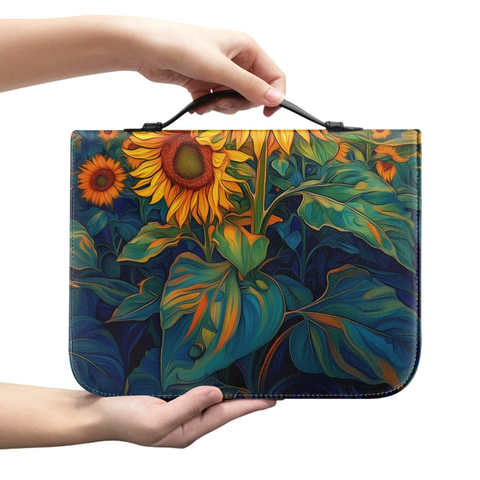 XIXIRIMIDO Sunflowers Sunrise 2026 Collection Bible Carrying Case PU Leather Protective Bible Bag for Outdoor Bible Study