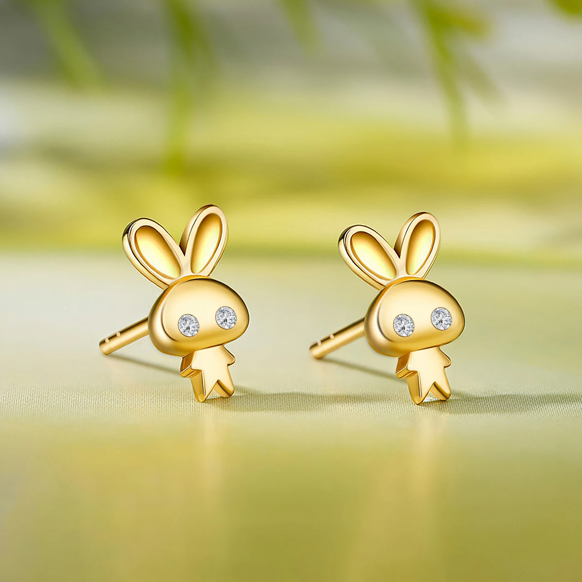

Kirin Palace Stud Earrings 14k Gold Cute Bunny Children Hollow Moissanite Woman Girl Birthday Christmas Gift Fine Jewelry