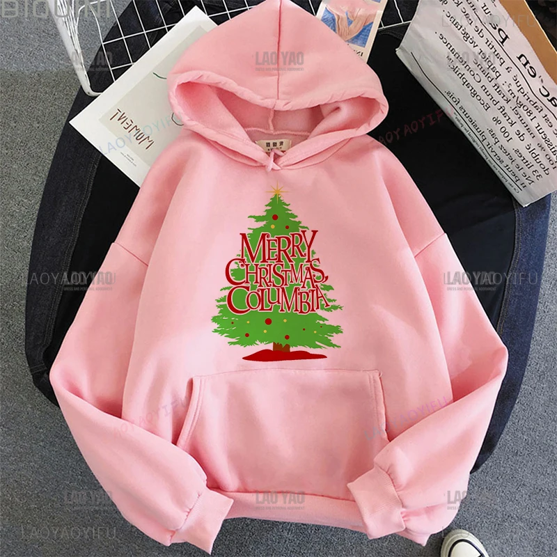 Sudadera con capucha de Feliz Navidad para mujer, ropa de calle Harajuku, Tops rosas estéticos, sudaderas con capucha para mujer, moda de invierno de Corea, sudadera navideña Y2k 2024