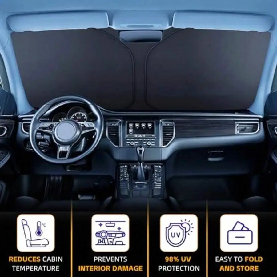 Foldable Car Windshield Sun Shade For Bronco 2021-2024 UV Protection Interior Heat Reduction