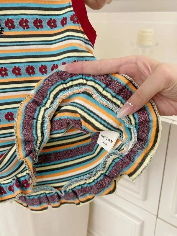 Filles rayure T-shirt Dr Vintage tenue d'été bébé gilet jupe vêtements pour enfants coton vichy Plaid Midi Dr