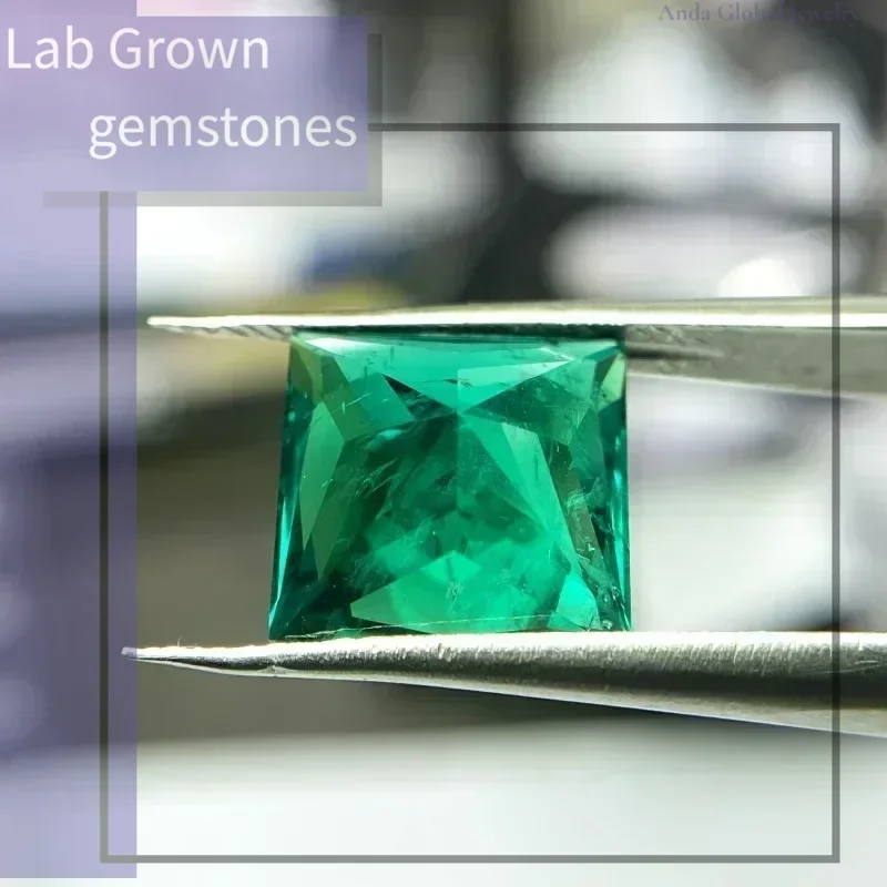

Lab Grown Colombia Emerald Loose Stone Princess Cut Hydrothermal Gemstones for DIY Jewelry Making Selectable Certificate