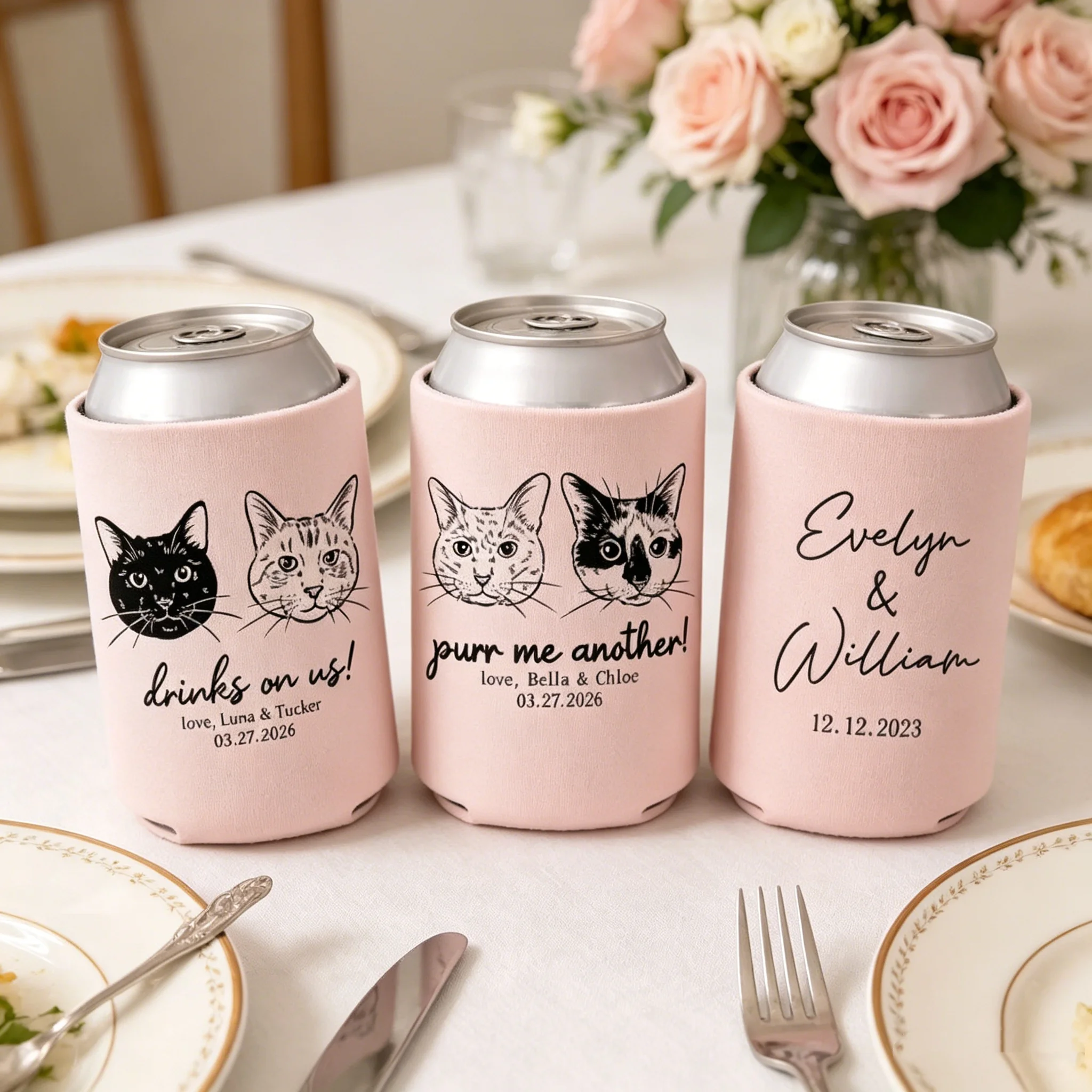 10/20/30 piezas Funda de neopreno personalizada para latas |   Porta Latas Personalizado |   Porta Cervezas Minimalista con Bloques de Color |   Recuerdo de Boda, Pa