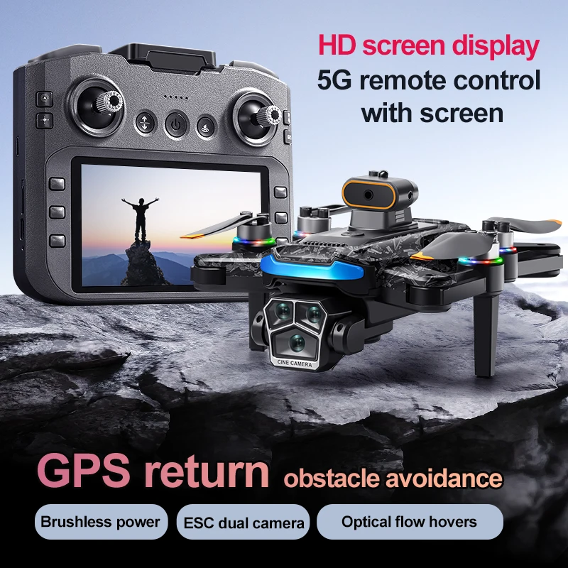 A14Pro max GPS Brushless 8K three Camera Optical Flow Obstacle Avoidance Foldable Quadcopter RC Distance Drone Toys 2025 New
