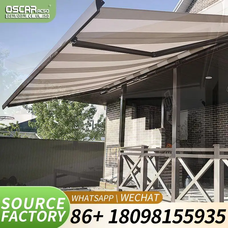 Outdoor Retractable Canopy Motorized Automatic Awnings for Patio Balcony Pergola Shade Solutions Retractable Awning