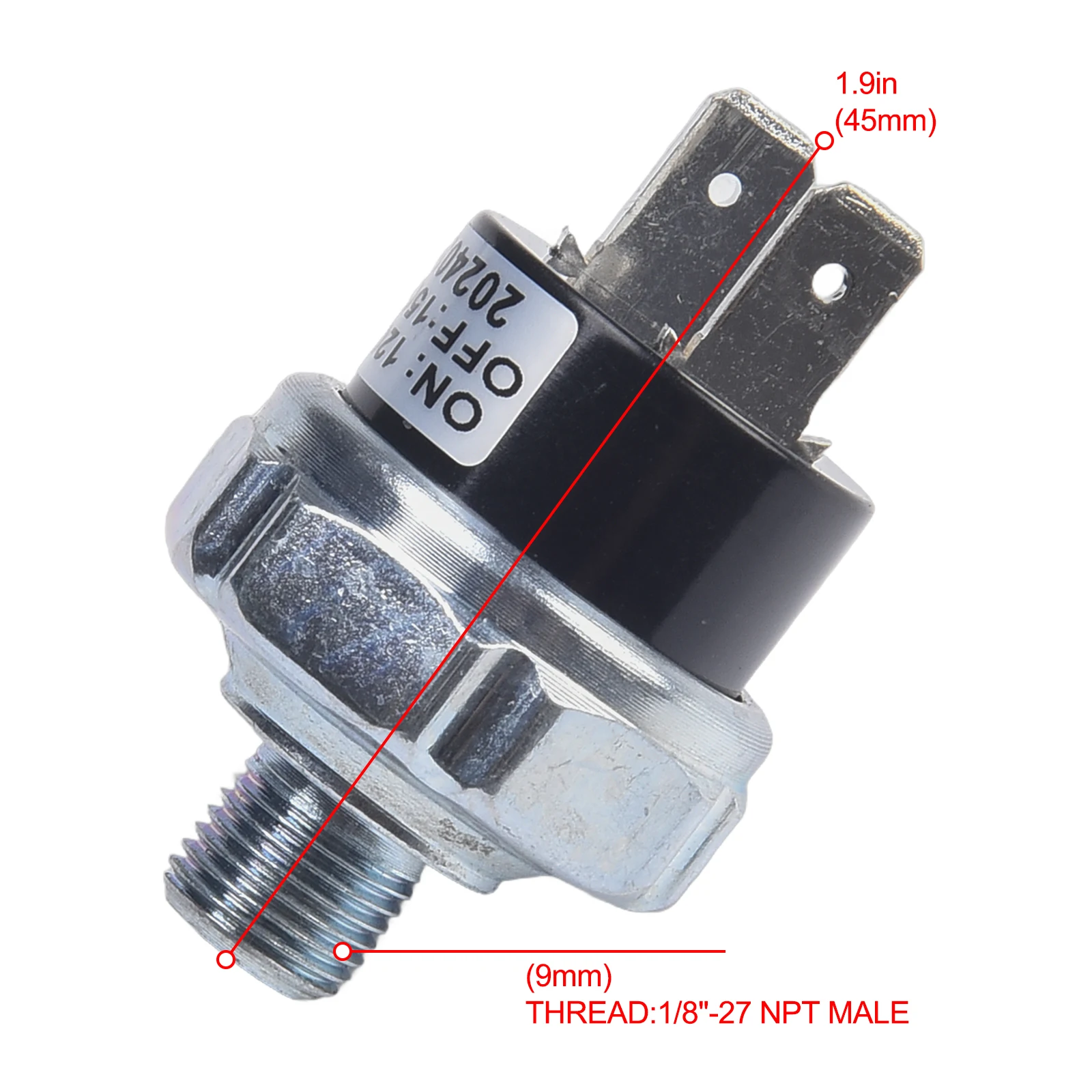 1/4NPT Thread Switch Air Compressor Pressure Switch Air Suspension Applications Automatic Regulation 12V DC Compatible