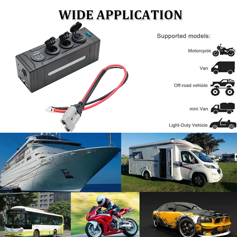 12V/24V RV Power Distribution Panel with USB QC3.0 Charger, Waterproof Electrical Control Box Hub for Automotive Marine Use