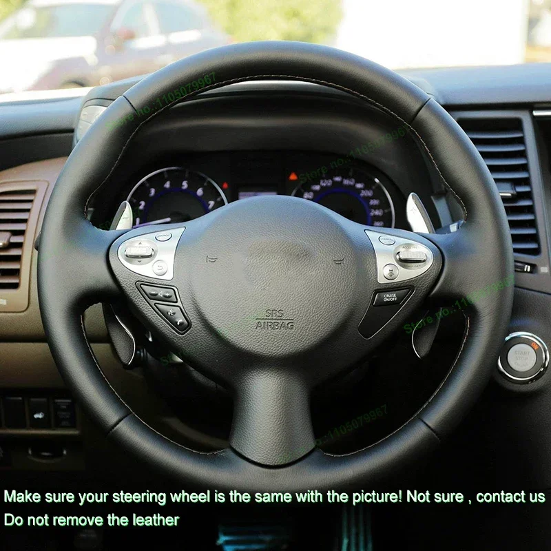 Hand-Stitched Non-slip Suede Leather Car Steering Wheel Cover Wrap for Infiniti FX FX35 FX37 FX50 QX70 2009-2013 Interior
