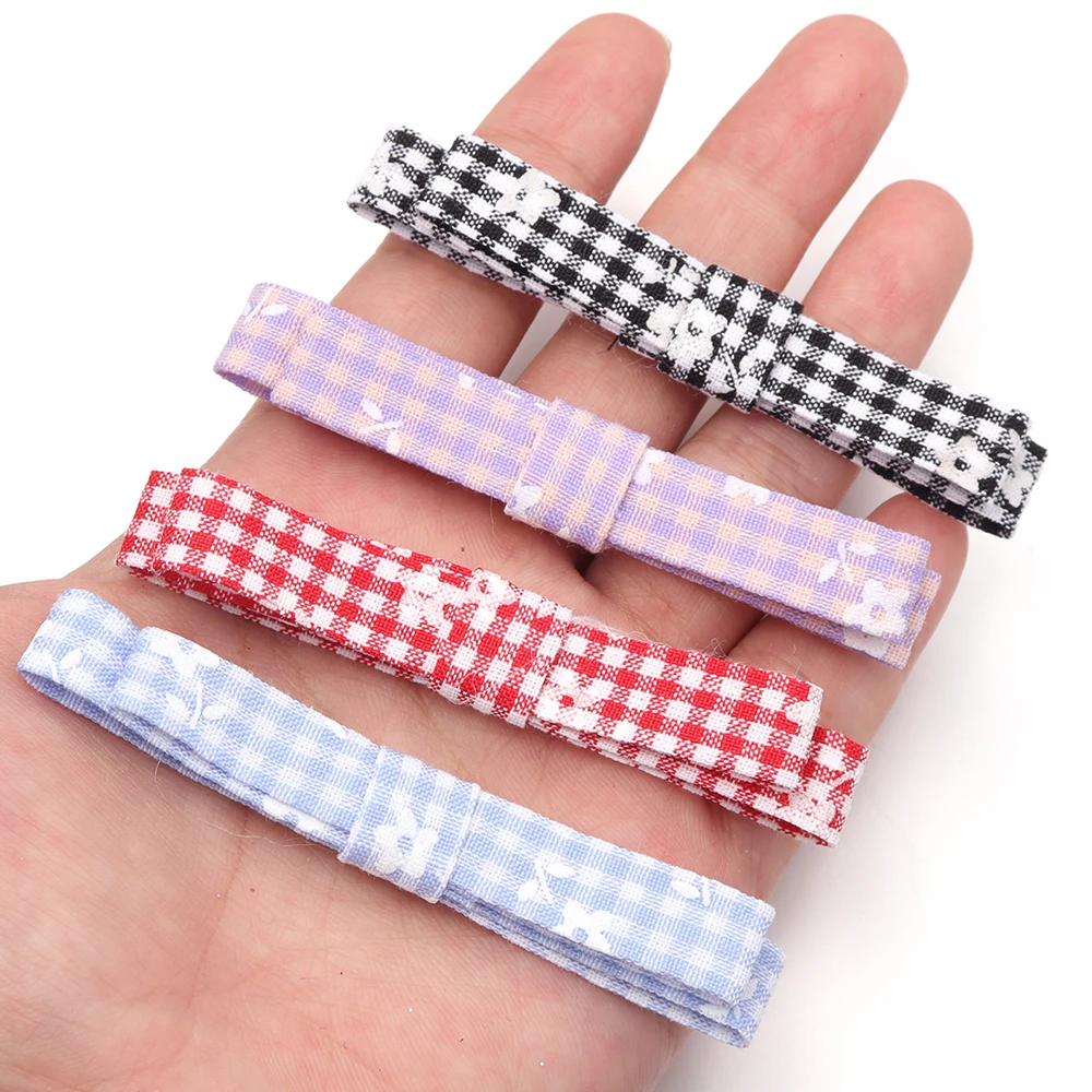 5 Stück/Set Polyester Blumenmuster Gerade Schleife Bunte Schleife DIY Mädchen Kinder Haarspange Haaraccessoires Näh- und Kleidungsdekoration – Detail 5