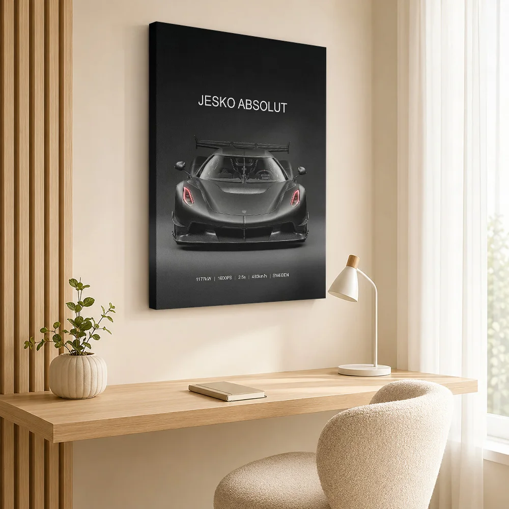 Angry black supercar Jesko Absolut Canvas Poster Custom Photo Modern Aesthetic Wall Art for Office Hallway Decor Ready to Hang