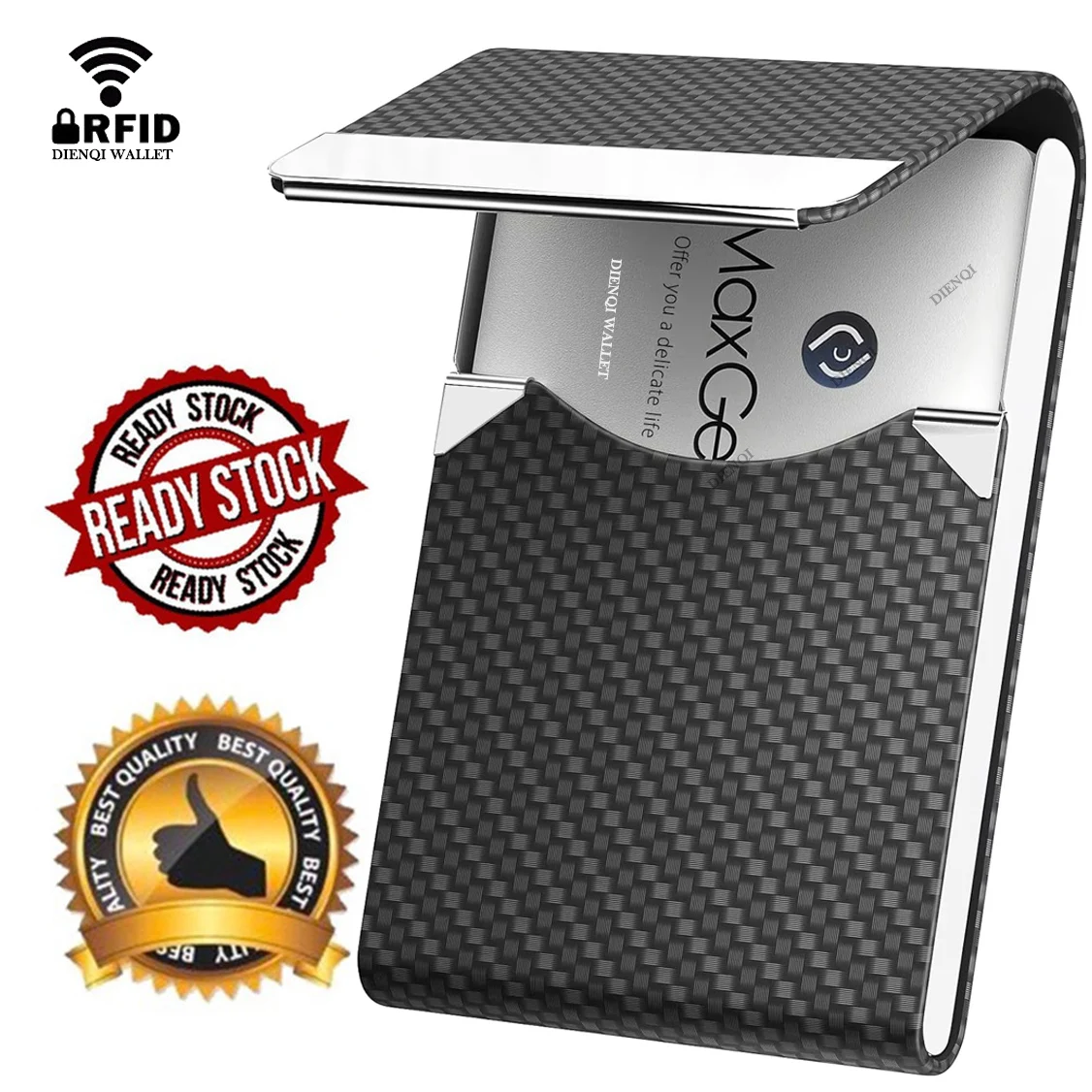 Tarjeteros de negocios, billeteras de cuero para hombres, tarjetero bancario Rfid, caja de tarjetas VIsit para hombres, billeteras antirrobo, accesorios