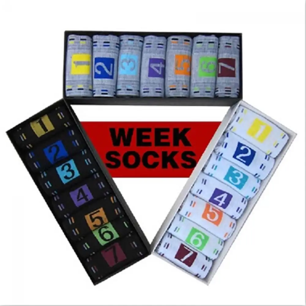 New Men\'s Lot Fashion Casual Sports Cotton Socks Ankle Week Crew Socks 7 Pairs