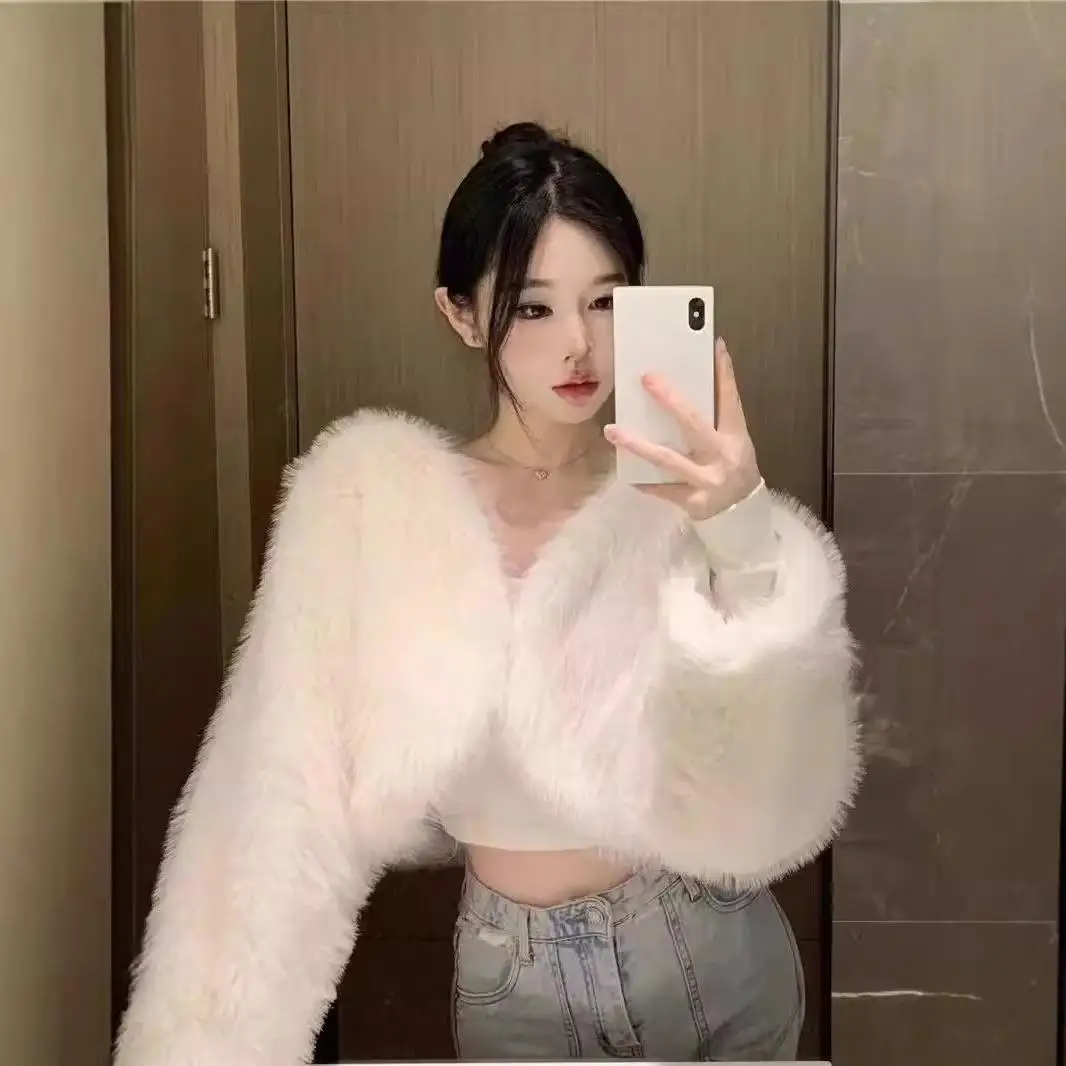 秋冬新作 スレ ウルトラオート ファーコート 人工毛皮 レディース トップス クロスボーダー awl Vネック ロングスリーブコート