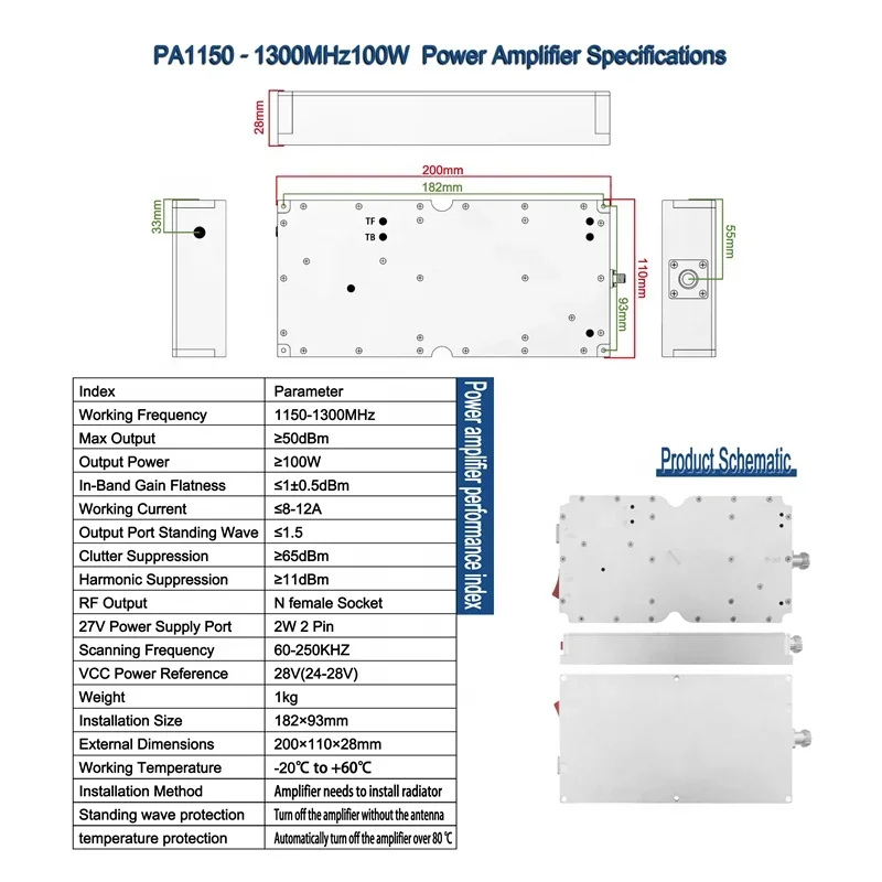 10W-100W Uav countermeasures interference intercept homing forced landing Drive 900M 1.2G 1.5G 2.4G 5.2G 5.8G module accessories