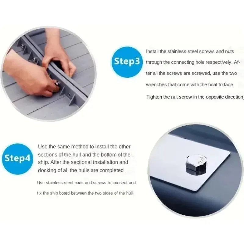 3.7M 4 People PPR Material Car Combination Plastic Ship Foldable Lure Portable Fishing Boat Splicing Split Assembly Boat