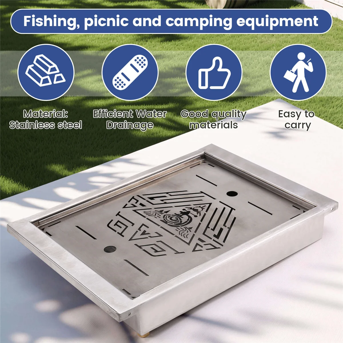 N18R для улицы, мобильная настольная доска, настольная доска из нержавеющей стали для пешего туризма, рыбалки, пикника, кемпинга, снаряжения, серебро