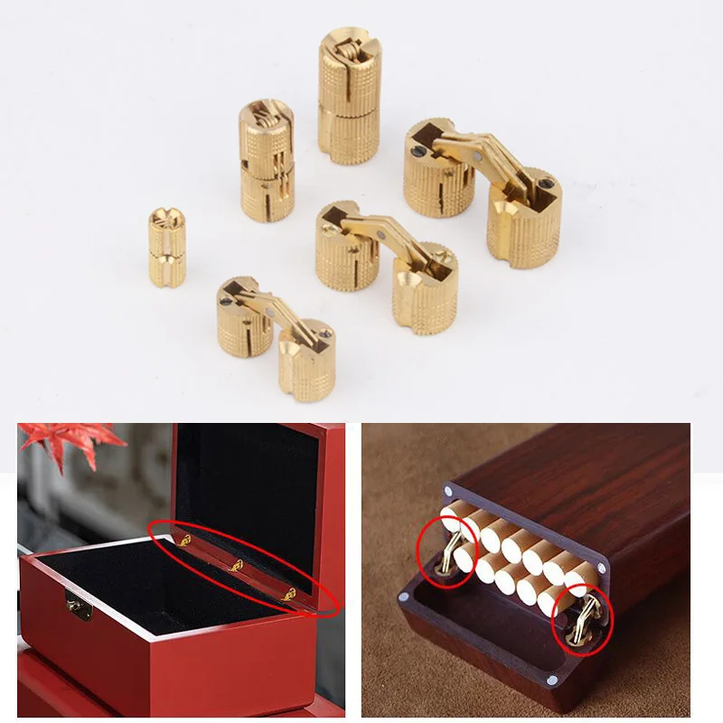 2pcs Copper Brass Cylindrical Hidden Door Hinge Barrel Furniture Invisible Hardware for Gift Box 8-24m