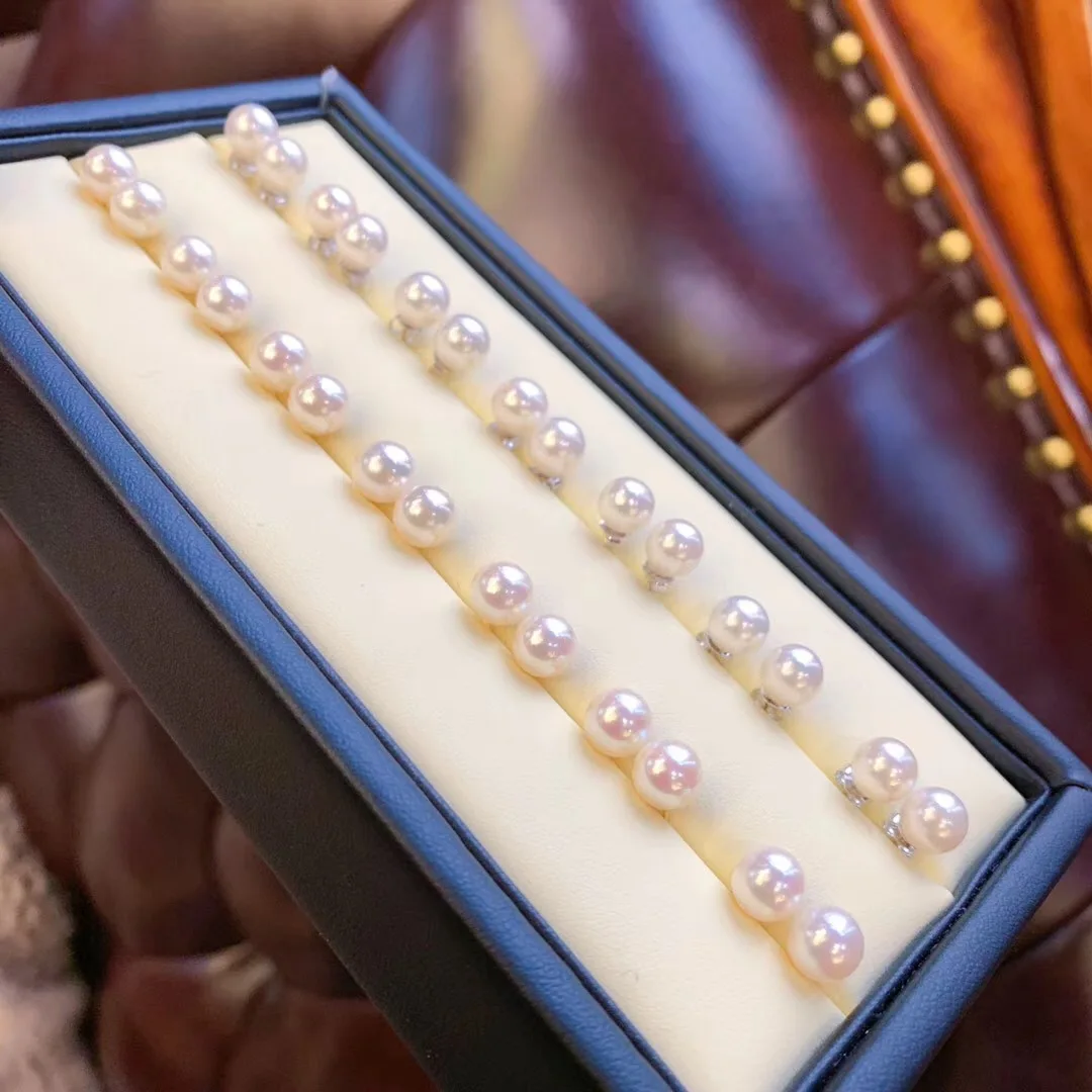 

1 пара/классические серьги с натуральным круглым жемчугом AAAA6,5-7 мм, серебро 925 пробы