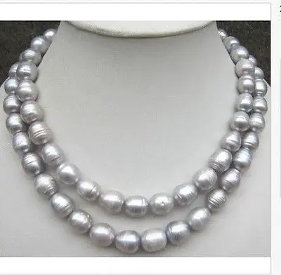 

double strands south sea 9-10mm baroque south sea grey pearl necklace 17-18 14k