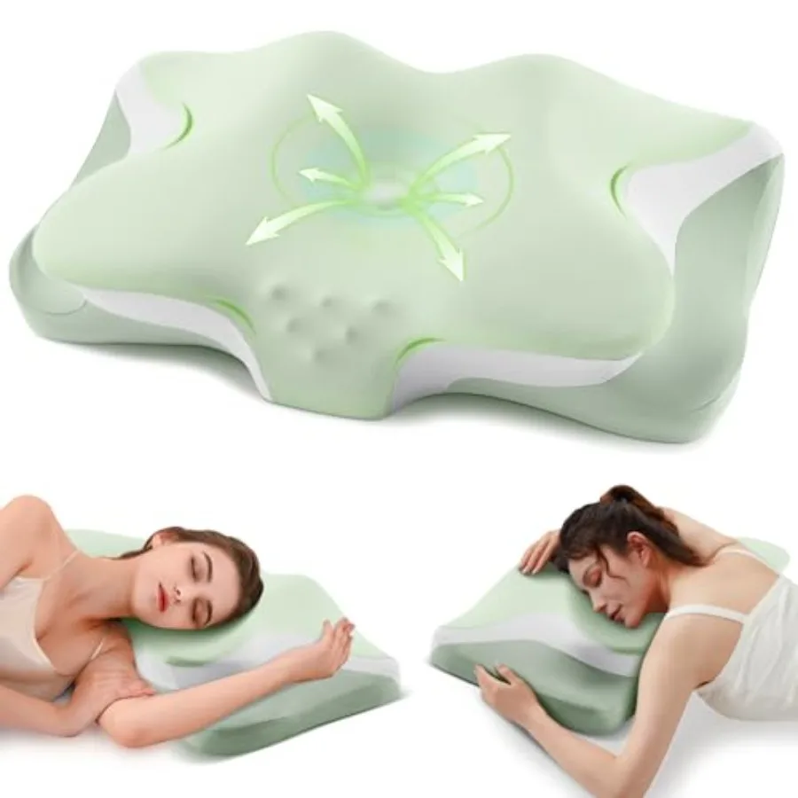 

Ортопедическая подушка для шеи с охлаждающим эффектом, эргономичная, из пены с эффектом памяти, для глубокого сна, с роскошной моющейся наволочкой, контурная