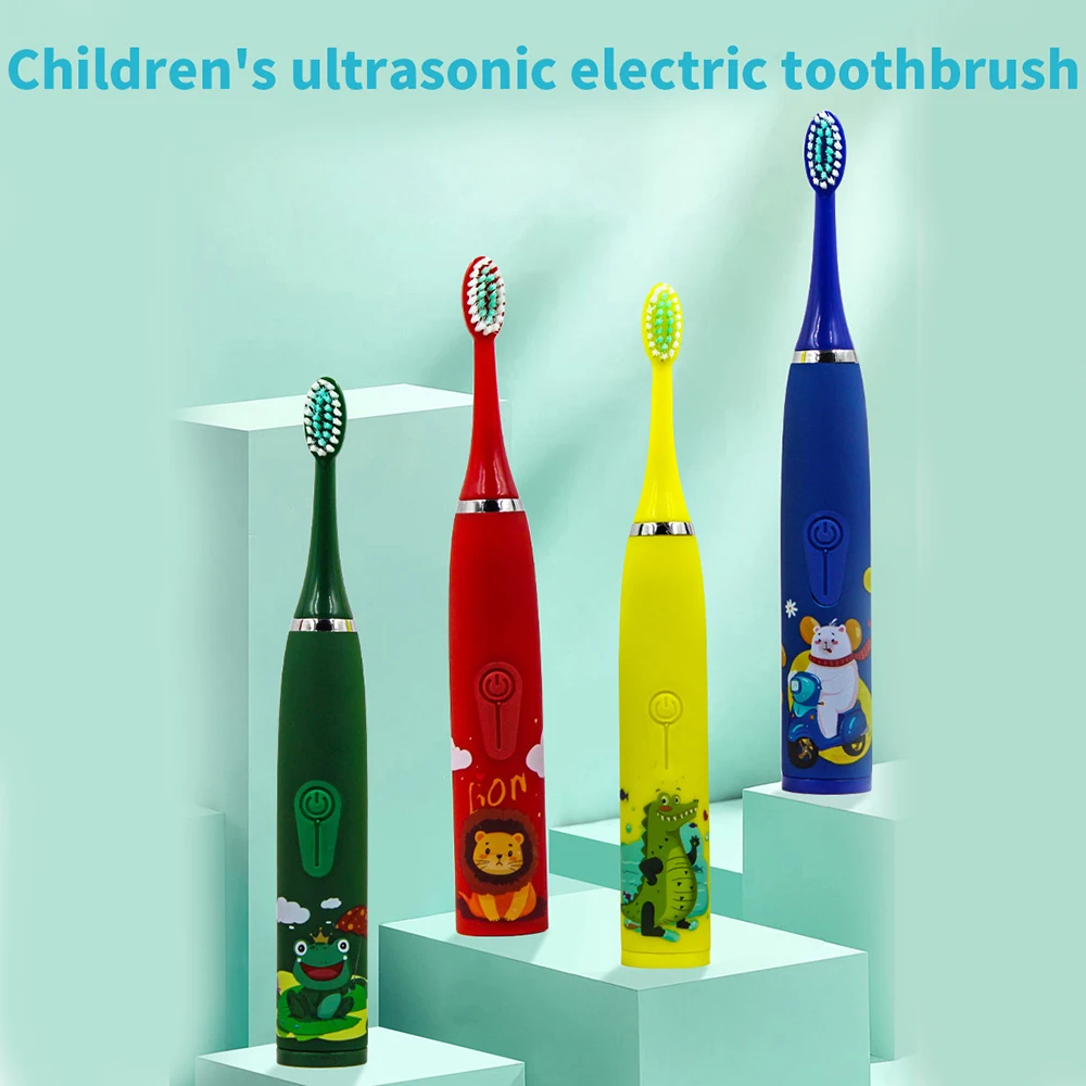 Electric Toothbrush for Kids with 6 Replacement Heads, 24,000 Vibrations for Girls Battery Powered Toothbrush