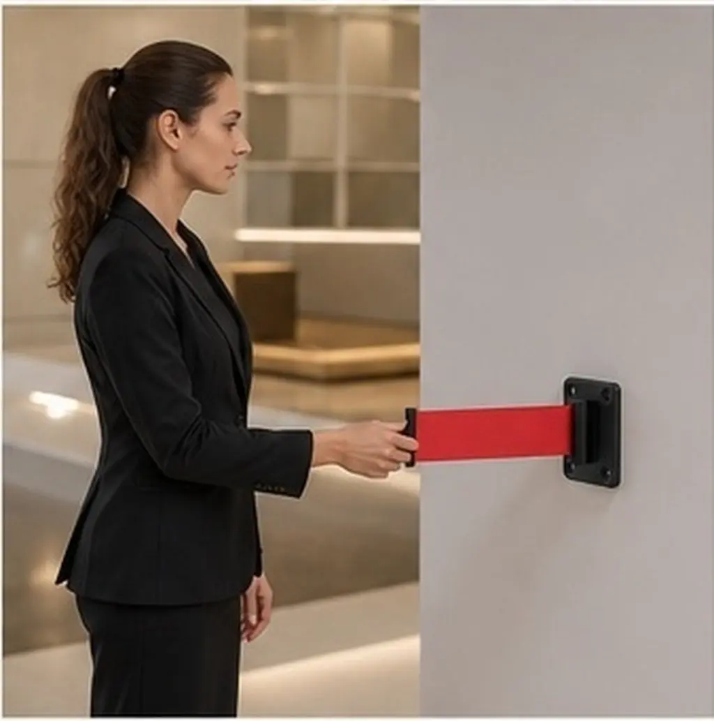 3Pcs Retractable Belt Wall Receiver Plastic Belt Receiver for Retail Control Property Line Markers