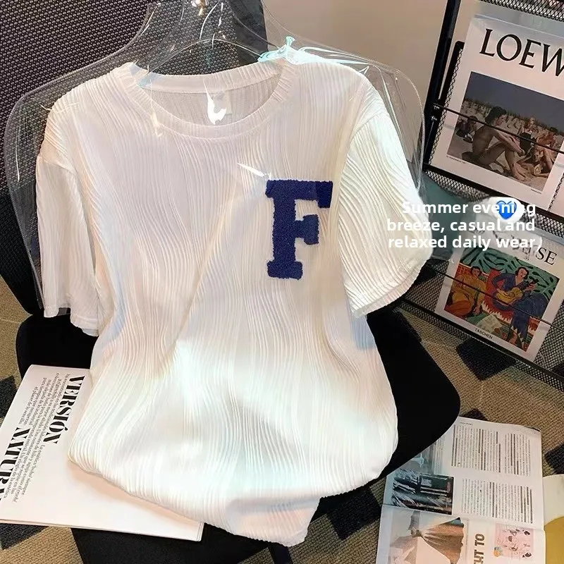 

Women's American Style Ice Silk Short Sleeve T-Shirt Pure Cotton Summer Loose Fit Casual Wear Comfortable Breathable Dress
