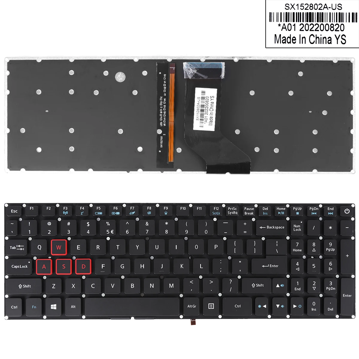 

US Laptop Keyboard for Acer Predator Helios 300 G3-571 G3-572 PH315-51 PH317-51 Black with Backlit