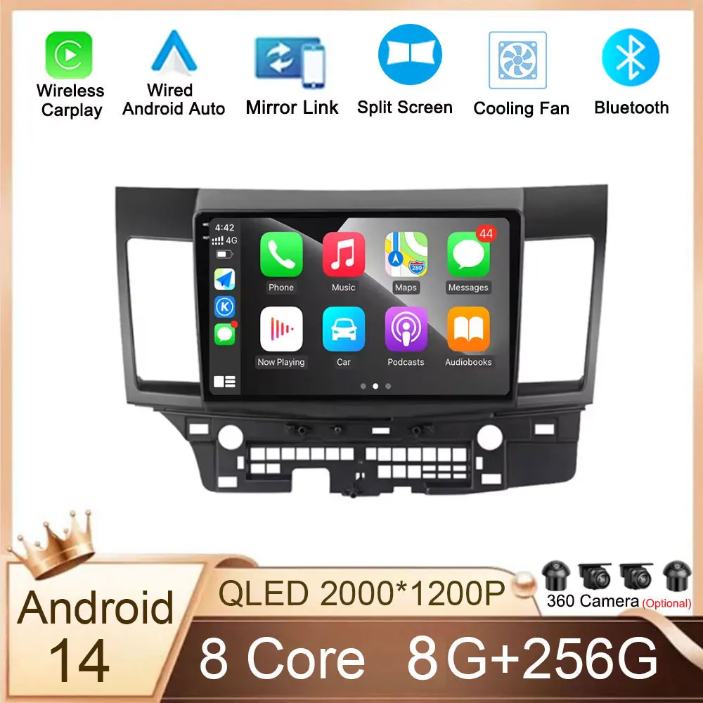 Android 14 For Mitsubishi Lancer 10 CY 2007 - 2017 Car Radio Multimedia Video Player WIFI Navigation GPS Stereo DVD Carplay