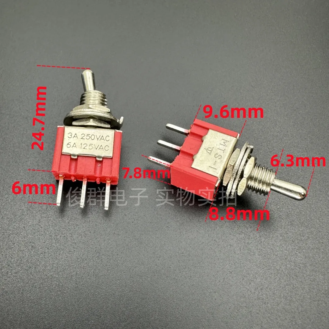 10pcs/MTS-103-CS toggle switch twist shake rocker arm shift lever rocker pull switch 3 feet 3 gears 3A250V