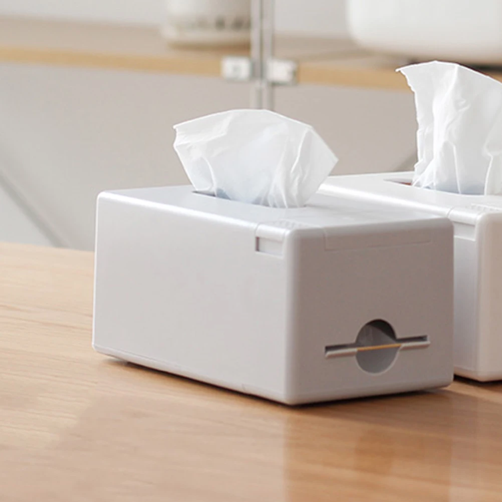 

Toothpick Tissue Box Toothpicks Automatic Dispenser Household Grey Desktop Organizer