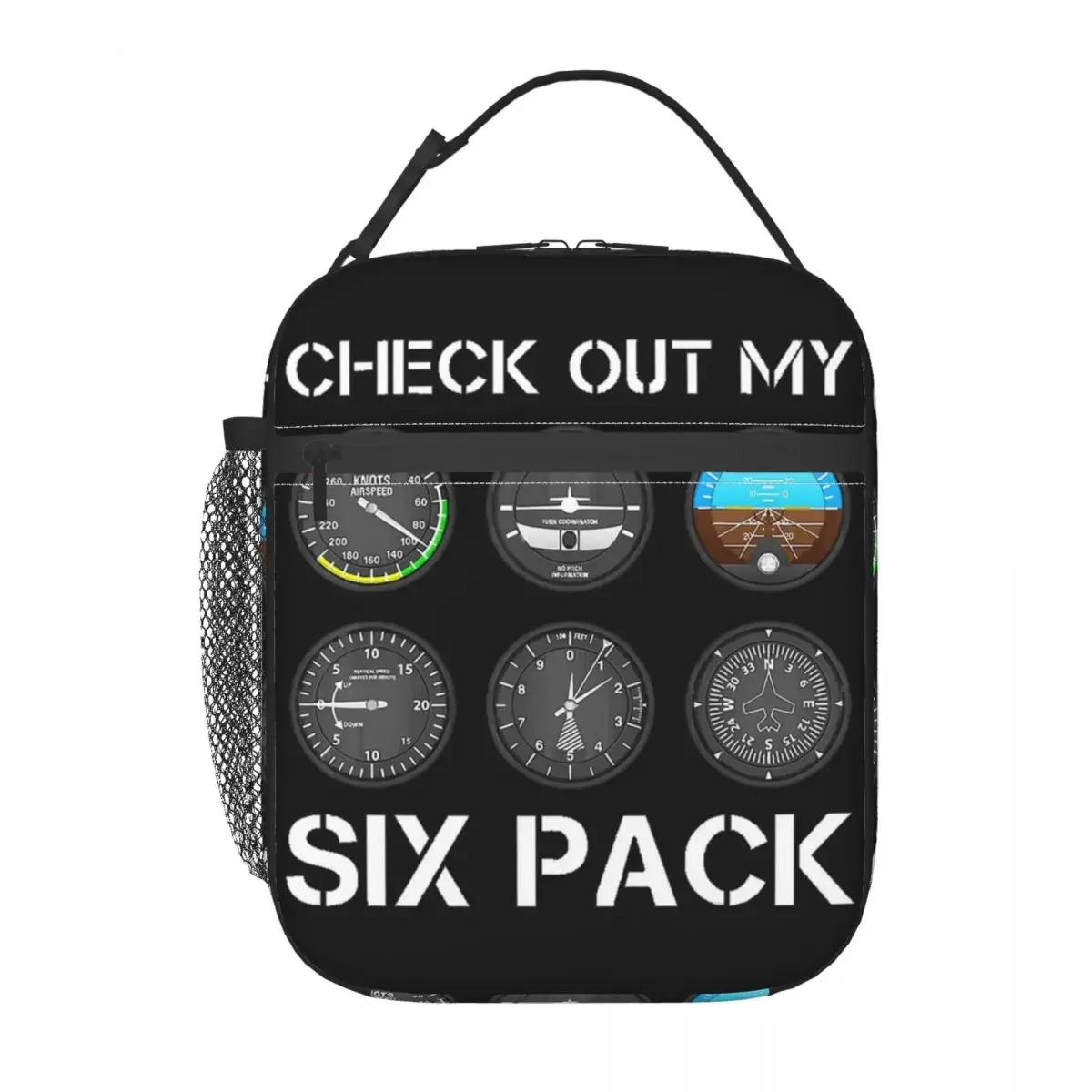 Funny Pilot Top Airplane Six Pack Flight Instruments Insulated Lunch Bag Women Kids Leakproof Food Boxes Thermal Lunch Box Tote