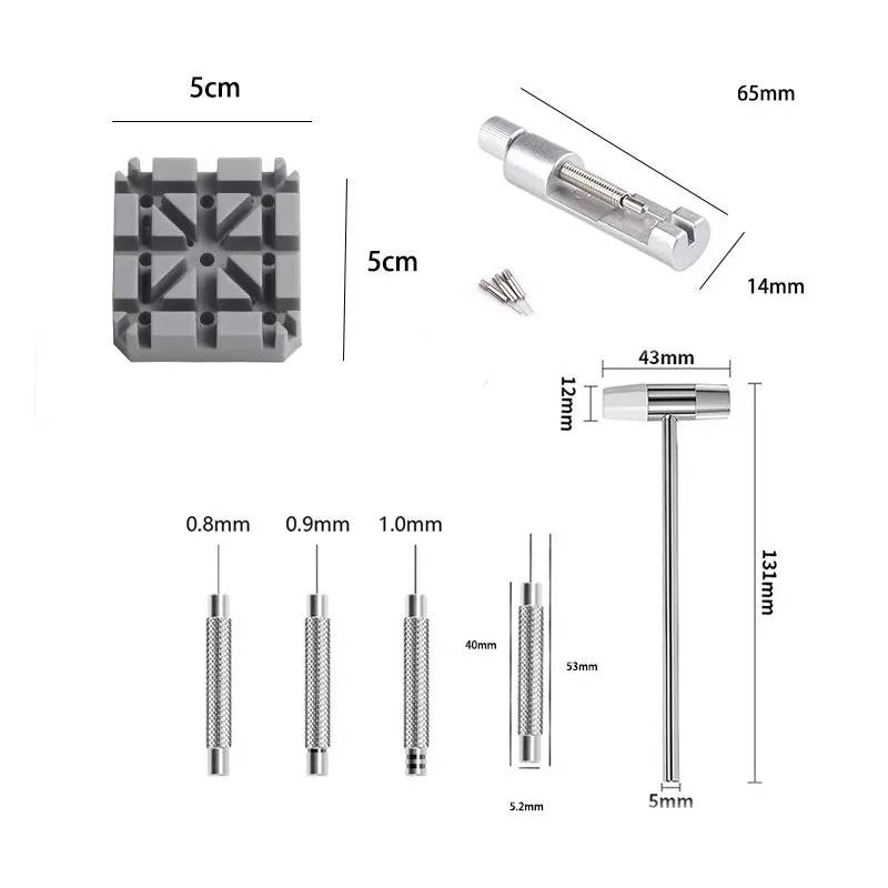 10Pcs Watch Band Removal Tool Kit, Metal Hammer Punch Pins & Watch Link Holder for Strap Adjustment