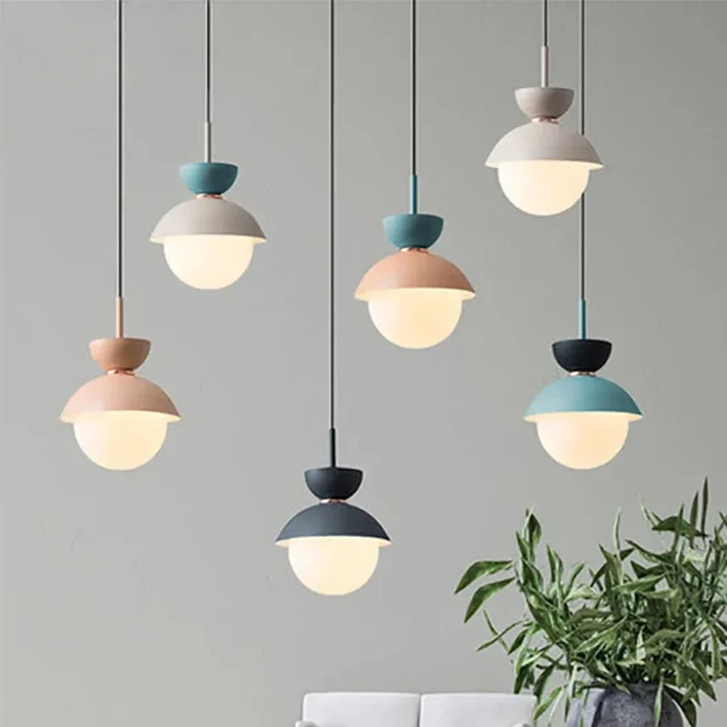 Nordic Pendant Lamp Glass Ball Light Fixtures Hanging Suspension Kitchen Dining Bedroom Home Decor Luminaire Chandelier