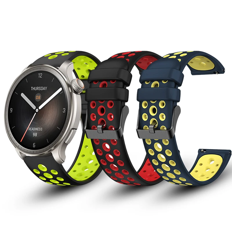 22mm Classical Band for Amazfit GTR 4 GTR 47mm Multiple Holes Waterproof Strap Fit for Amazfit Balance/GTR 2/2e BIP5 Universal