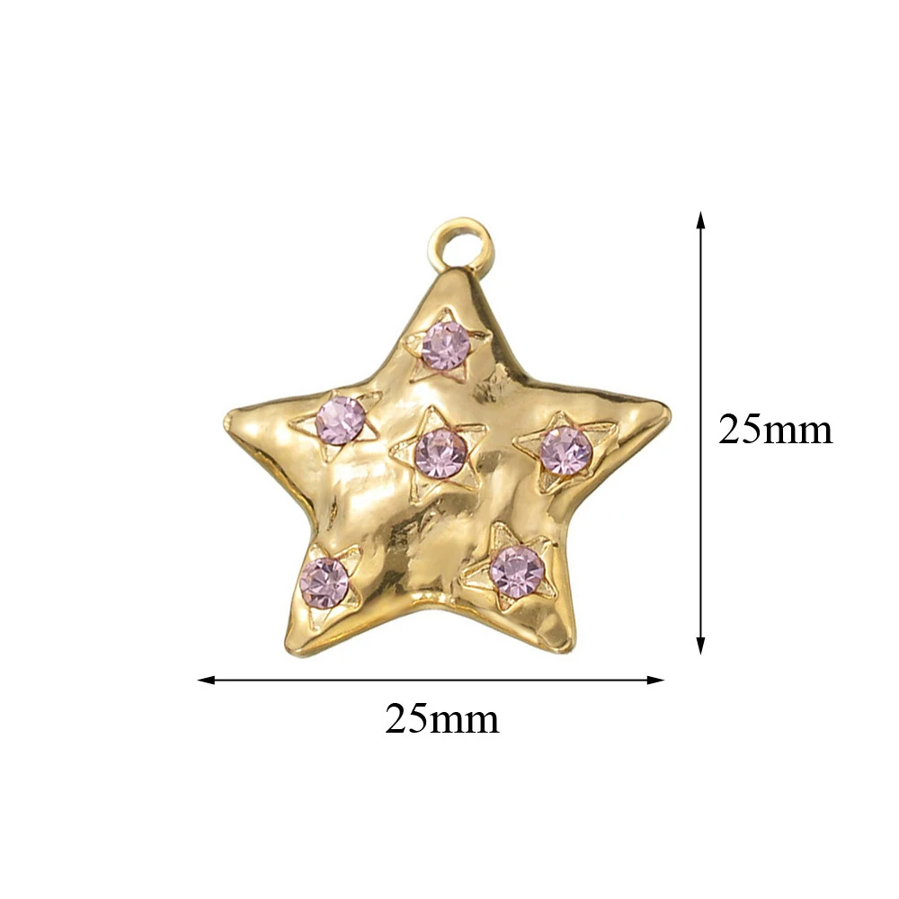 3Pcs Stainless Steel Gold Color Vintage Star Charms DIY Jewelry Making Necklaces Bracelet Wholesale