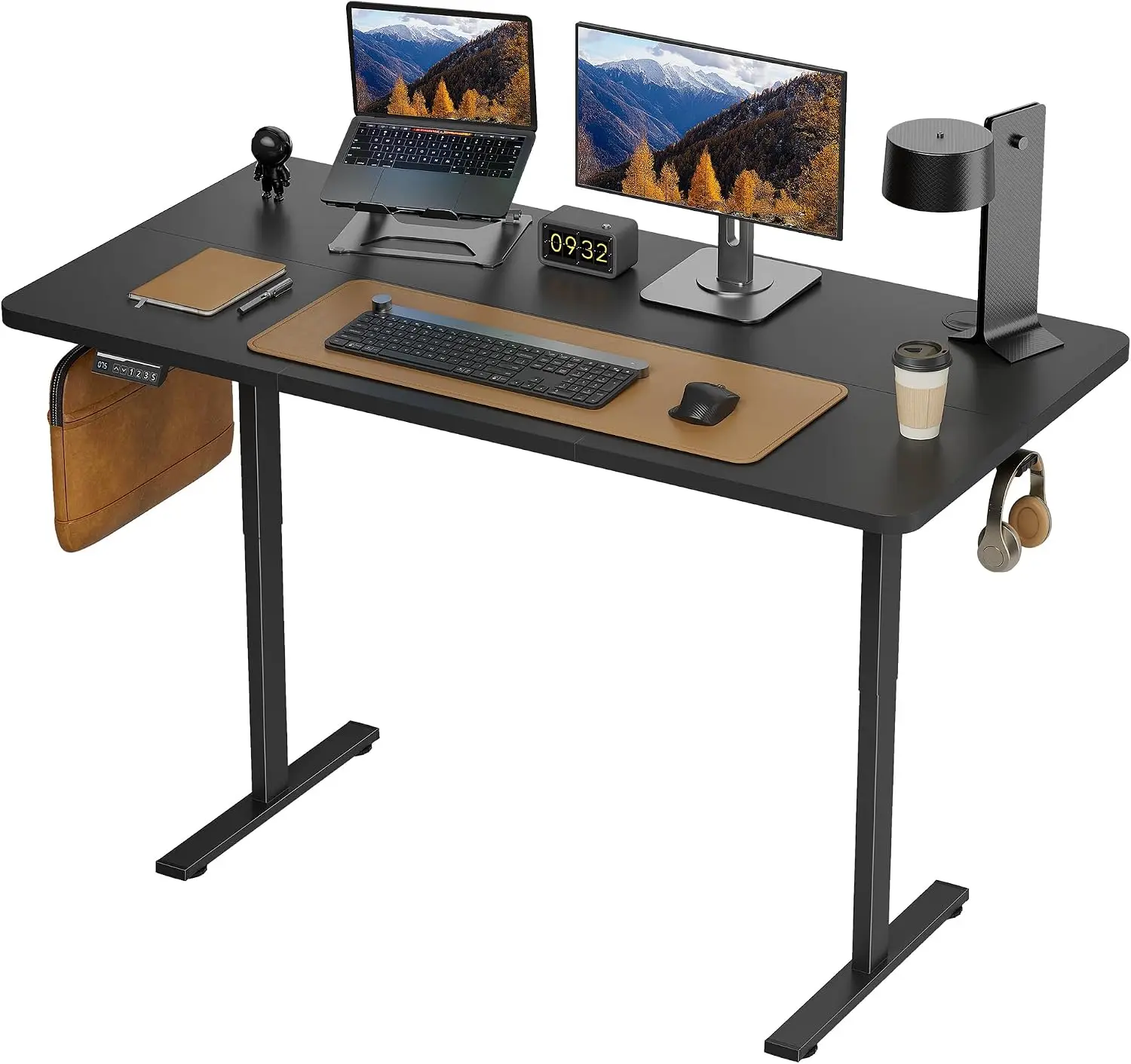 Electric Standing Desk Adjustable Height Sit Stand Up Desk Cable Management Ergonomic Computer Table Memory Preset Black