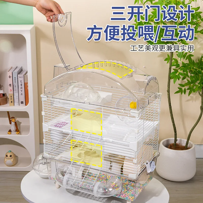 Acrylic hamster cage Double-layer heightened base cage Golden bear nest Large hamster cage