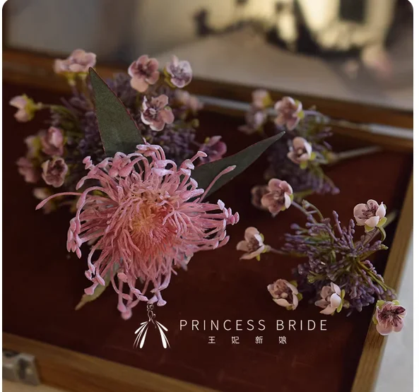 Princess original innovation 2025 bride Korean purple hair fork new Chinese wedding dress cheongsam Hanfu head jewelry