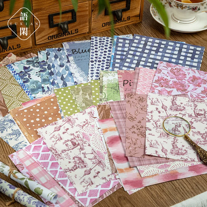 30pcs/lot Memo Pads Material Paper Field Diary Junk Journal Scrapbooking paper Cards Background Decoration stationery